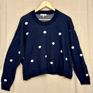 Madewell Dark blue Navy blue polka dot sweater, soft and formal. XL. Super soft